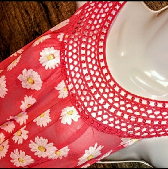 Forever 21 Cover Up Size M Daisy Peplum Racerback - Picture 8 of 10